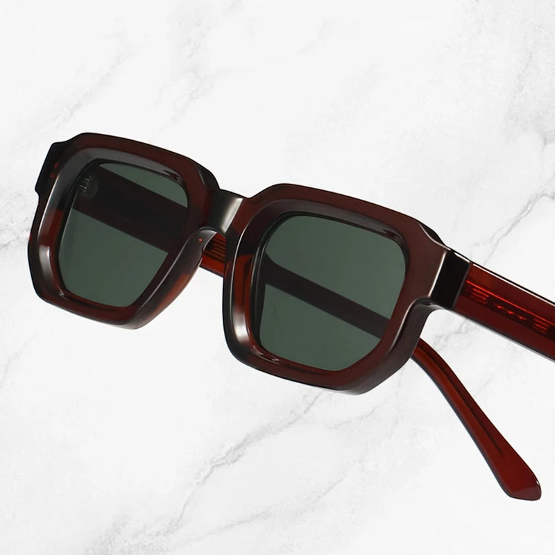 SHAUNA Retro rectángulo mujeres gafas de sol de lujo moda tonos verdes oscuros UV400 tendencia hombres Punk gafas de sol