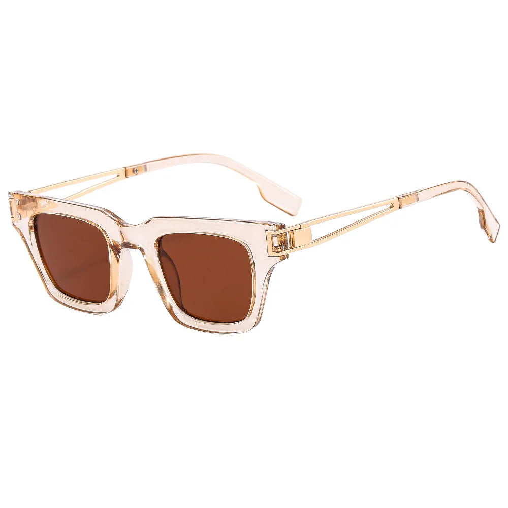 Gafas de sol cuadradas pequeñas Vintage para hombre y mujer, lentes de sol Unisex de diseñador de marca de lujo, lentes populares con UV400