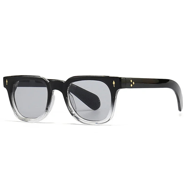 Gafas de sol cuadradas retro con remaches para hombre, gafas de sol verdes UV400 a la moda para mujer