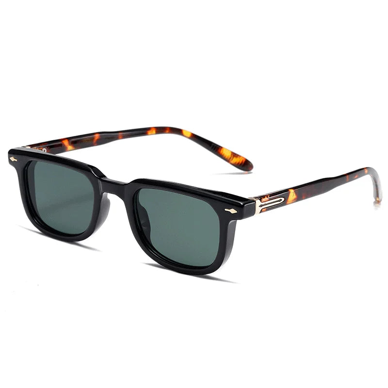 Gafas de sol cuadradas Vintage de lujo para hombre, gafas de sol con remaches para conducir, gafas de leopardo con gradiente a la moda, gafas de sol de moda azules y verdes UV400