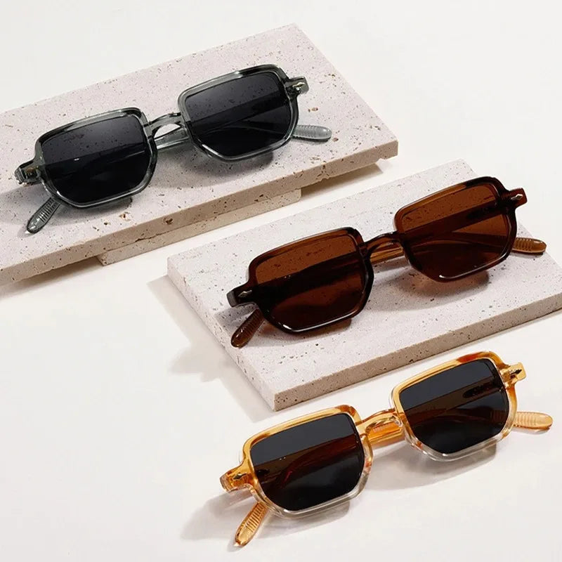 Gafas de sol rectangulares para hombre y mujer, lentes de Color caramelo para fiesta en la calle, ir de compras, playa