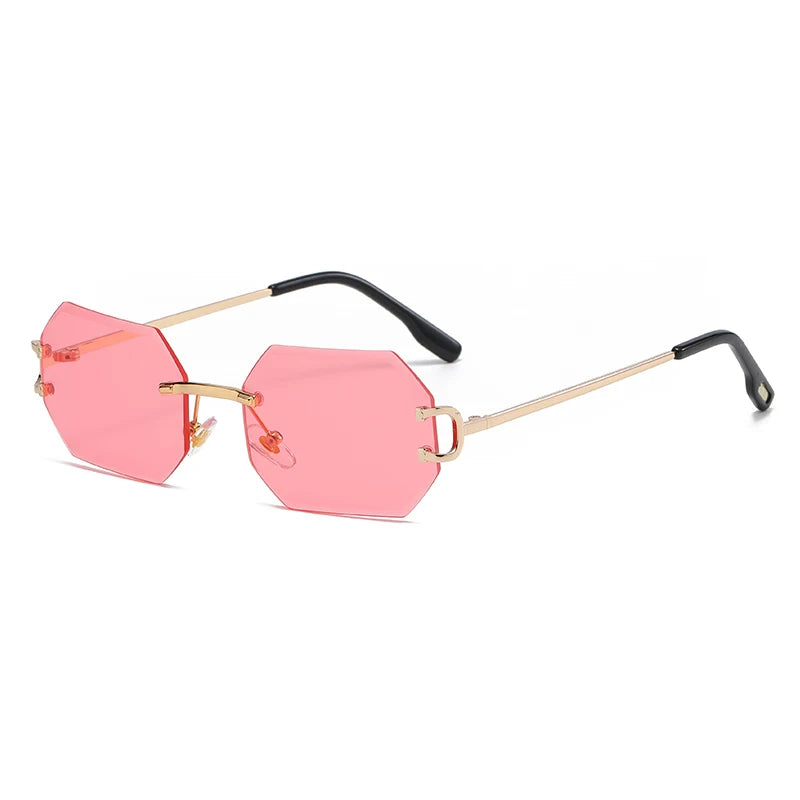 Gafas de sol octagonales sin montura con borde de corte, gafas de sol de Metal a la moda, gafas de sol con foto modernas para hombres y mujeres transfronterizas