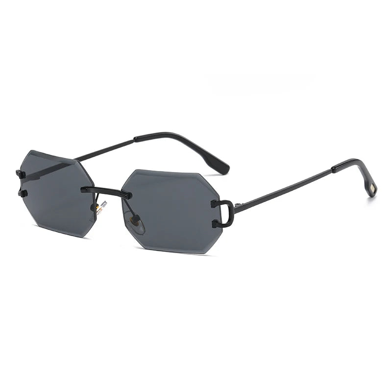 Gafas de sol octagonales sin montura con borde de corte, gafas de sol de Metal a la moda, gafas de sol con foto modernas para hombres y mujeres transfronterizas