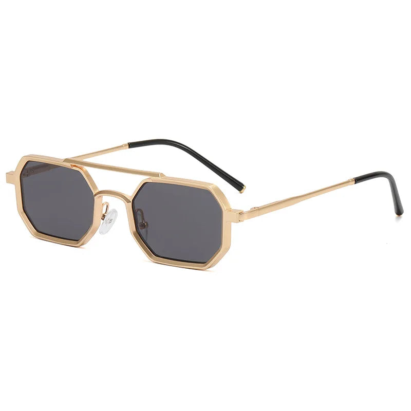SHAUNA Retro doble puente hombres polígono pequeñas gafas de sol cuadradas moda claro océano gradiente lente gafas mujeres marco de Metal