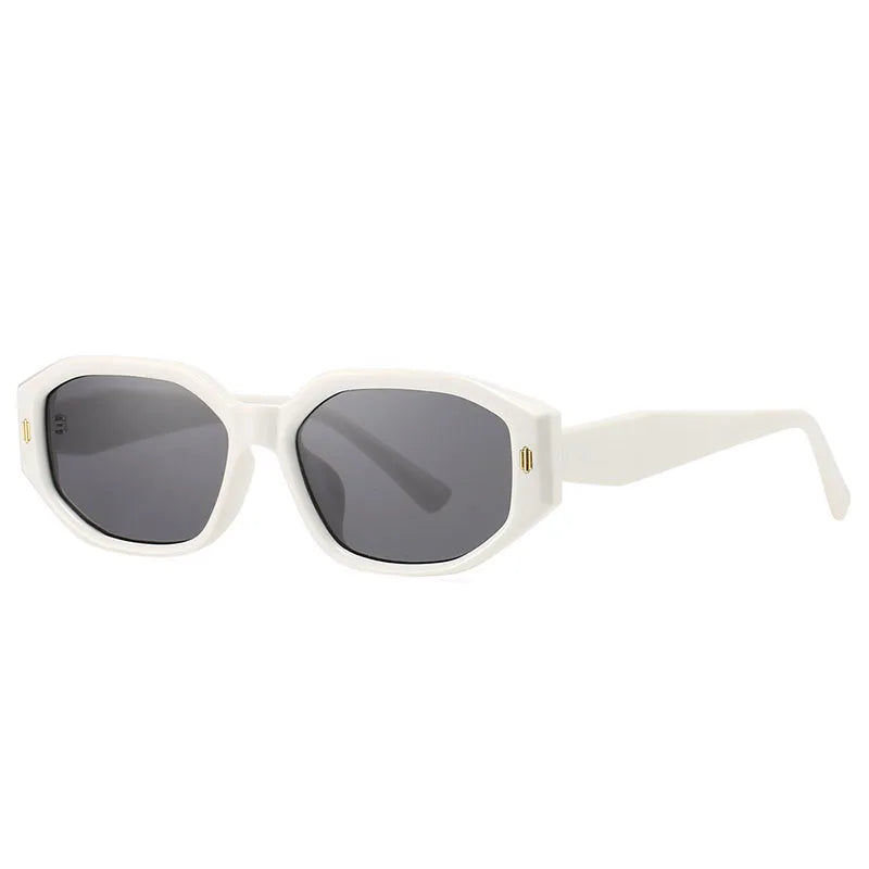 SHAUNA Gafas de sol cuadradas poligonales de moda para mujer, gafas de sol con gradiente UV400, remaches Retro para hombre