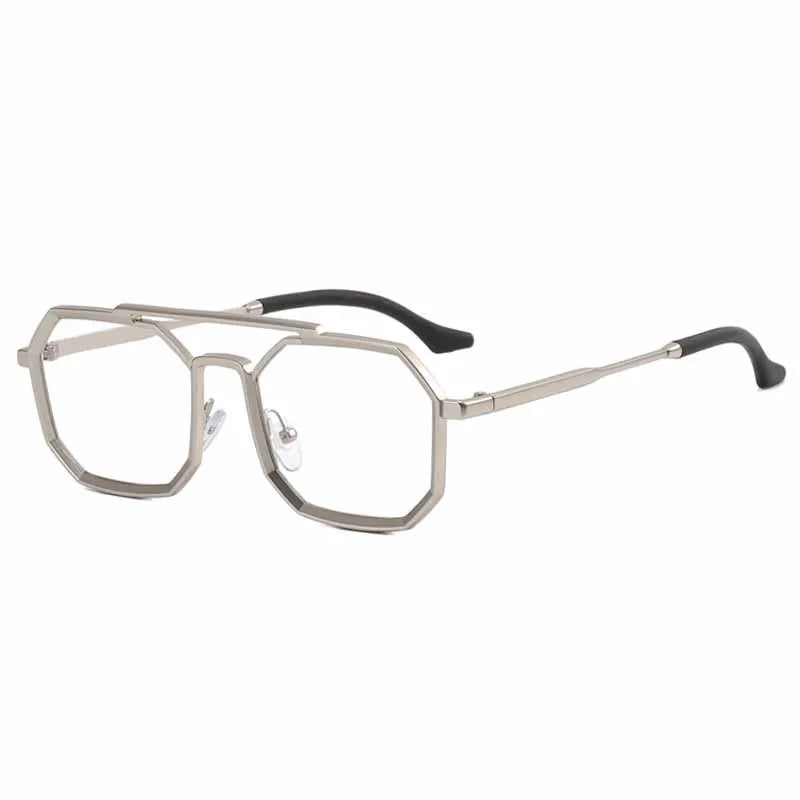 Gafas de sol con montura pequeña de Metal Vintage para hombre y mujer, anteojos de sol poligonales elegantes a la moda con doble puente, UV400