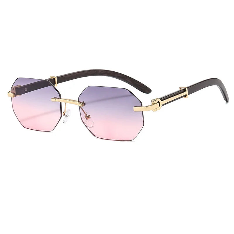 Gafas de sol redondas de metal vintage Gafas con gradiente sin montura UV400 para mujeres Gafas de sol de moda para hombres