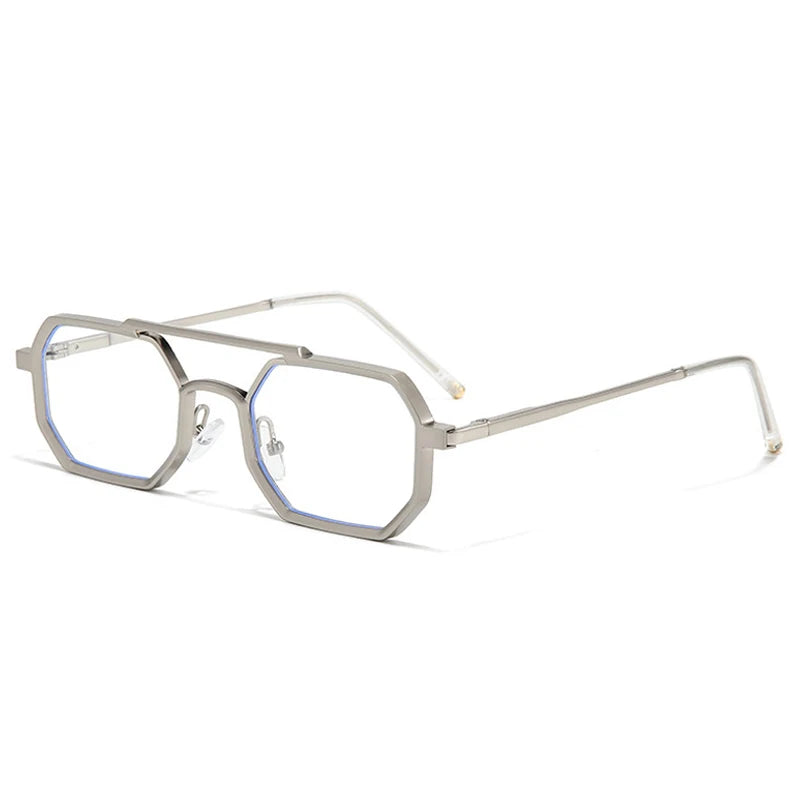 SHAUNA Retro doble puente hombres polígono pequeñas gafas de sol cuadradas moda claro océano gradiente lente gafas mujeres marco de Metal