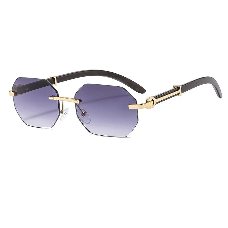 Gafas de sol redondas de metal vintage Gafas con gradiente sin montura UV400 para mujeres Gafas de sol de moda para hombres