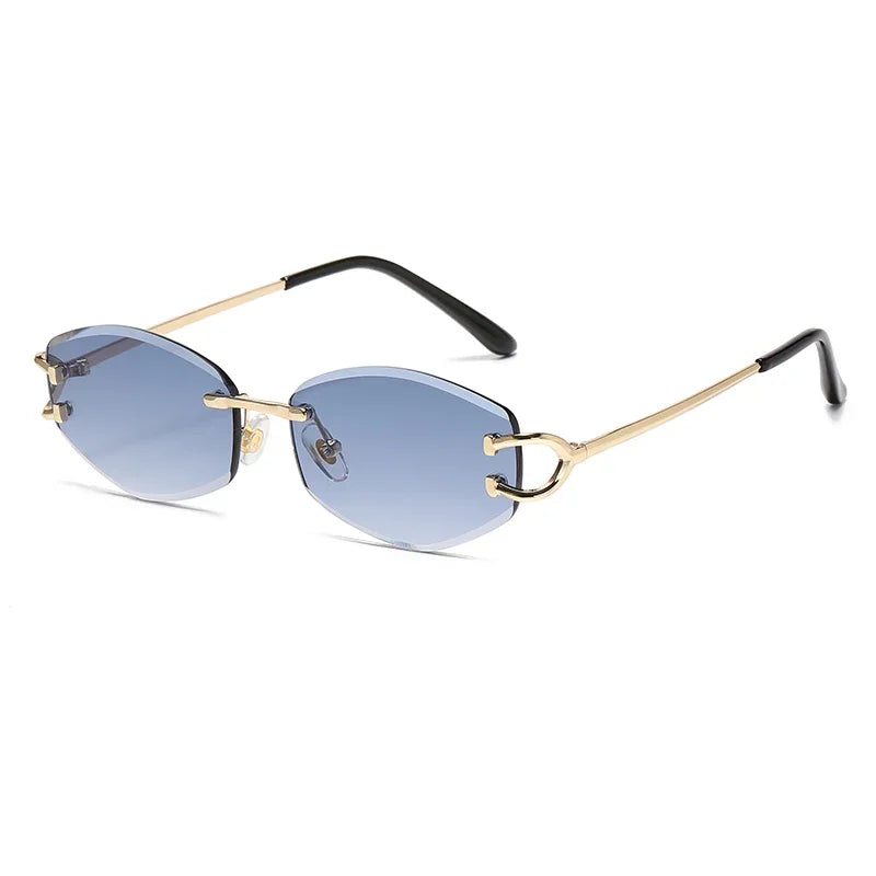 Gafas de sol sin marco a la moda para hombre, gafas de sol multicolores de alta gama de Metal para mujer, gafas de sol de calle de estilo Neutral Uv400