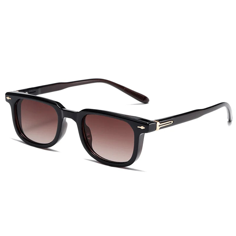Gafas de sol cuadradas Vintage de lujo para hombre, gafas de sol con remaches para conducir, gafas de leopardo con gradiente a la moda, gafas de sol de moda azules y verdes UV400