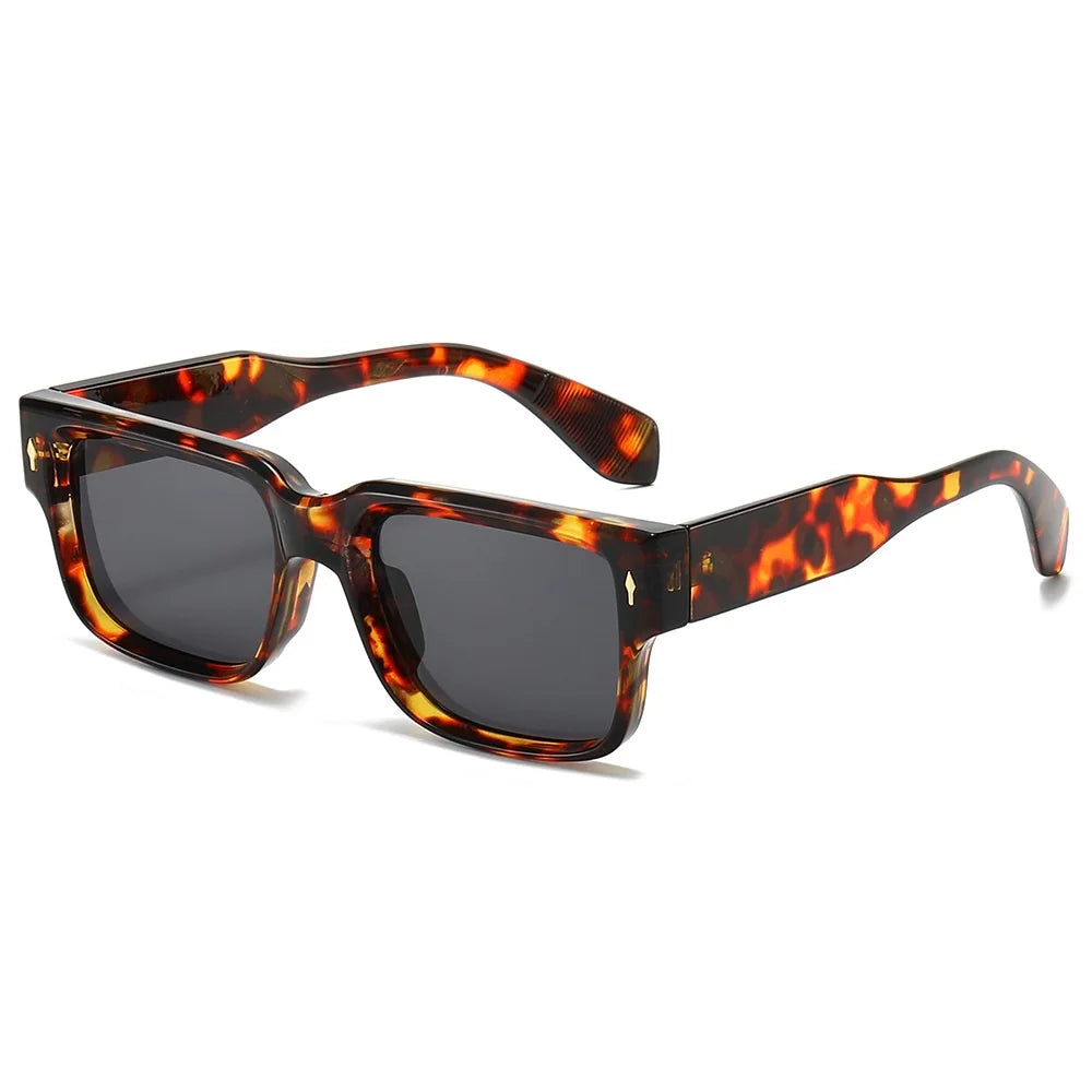 Gafas de sol cuadradas a la moda para mujer, gafas de sol de lujo de marca Retro de diseñador para hombre, gafas de sol de leopardo azul y verde, gafas de sol UV400