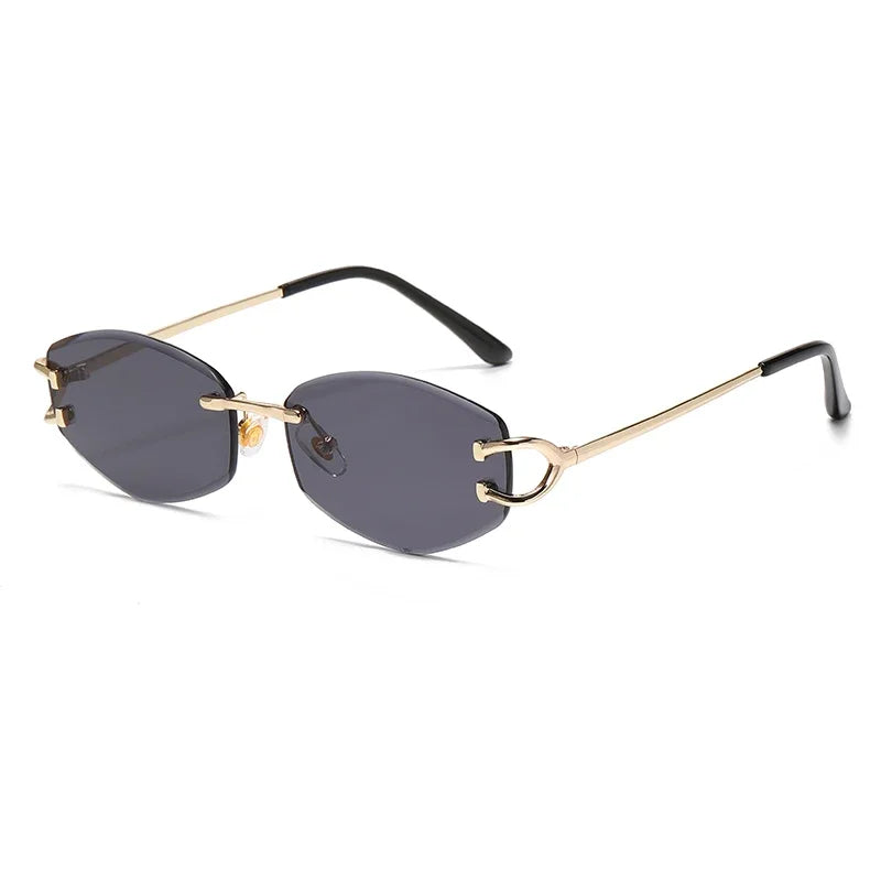 Gafas de sol sin marco a la moda para hombre, gafas de sol multicolores de alta gama de Metal para mujer, gafas de sol de calle de estilo Neutral Uv400