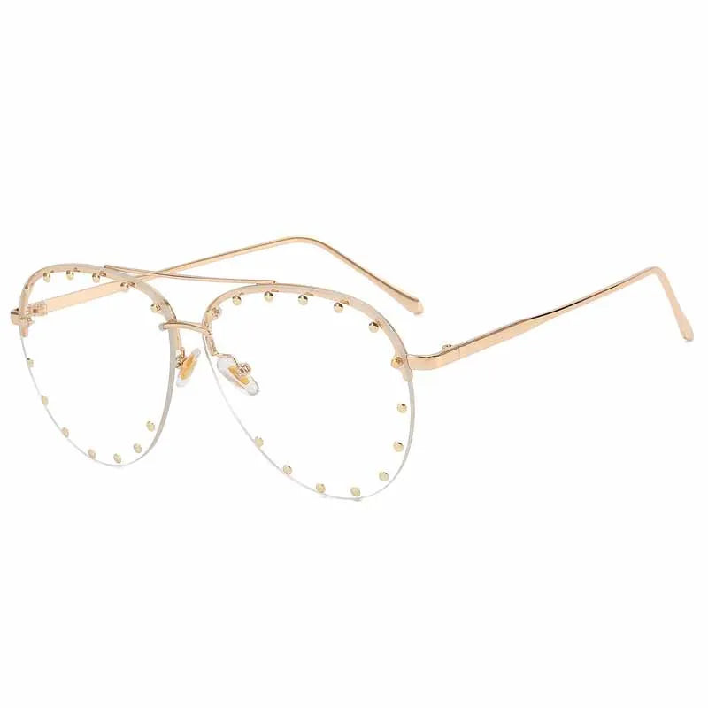 Nuevas gafas De Sol De lujo para mujer con remaches De Metal, gafas De Sol sin montura para piloto, gafas con personalidad para mujer, gafas geniales, gafas De Sol para mujer UV400