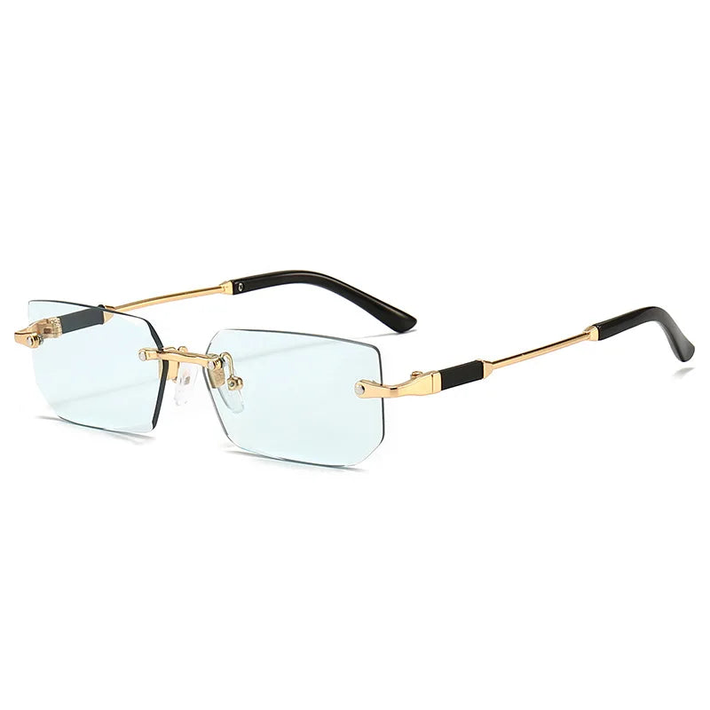 Gafas de sol sin montura rectangulares a la moda populares para mujeres y hombres, gafas de sol cuadradas pequeñas para mujer y hombre, gafas de viaje de verano