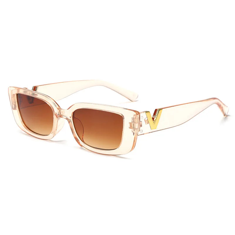 Gafas de sol rectangulares Retro para mujer, gafas de sol con montura pequeña Vintage de diseñador, gafas cuadradas negras clásicas para mujer