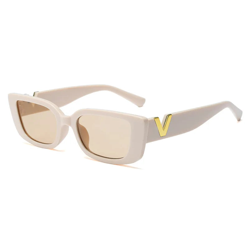 Gafas de sol rectangulares Retro para mujer, gafas de sol con montura pequeña Vintage de diseñador, gafas cuadradas negras clásicas para mujer