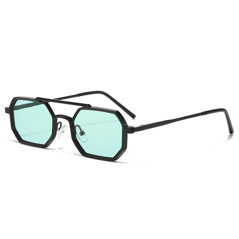 SHAUNA Retro doble puente hombres polígono pequeñas gafas de sol cuadradas moda claro océano gradiente lente gafas mujeres marco de Metal