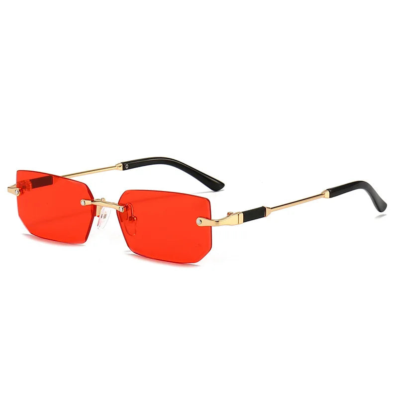 Gafas de sol sin montura rectangulares a la moda populares para mujeres y hombres, gafas de sol cuadradas pequeñas para mujer y hombre, gafas de viaje de verano