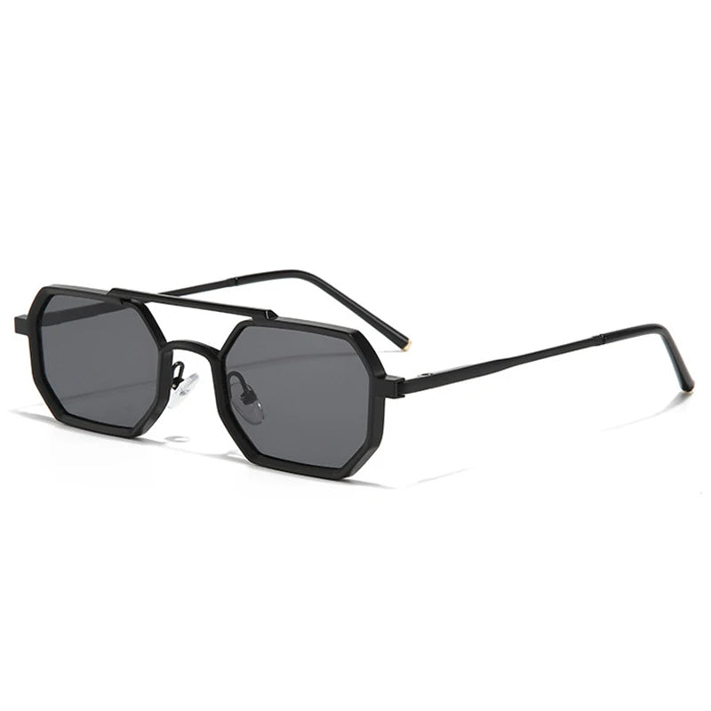 SHAUNA Retro doble puente hombres polígono pequeñas gafas de sol cuadradas moda claro océano gradiente lente gafas mujeres marco de Metal