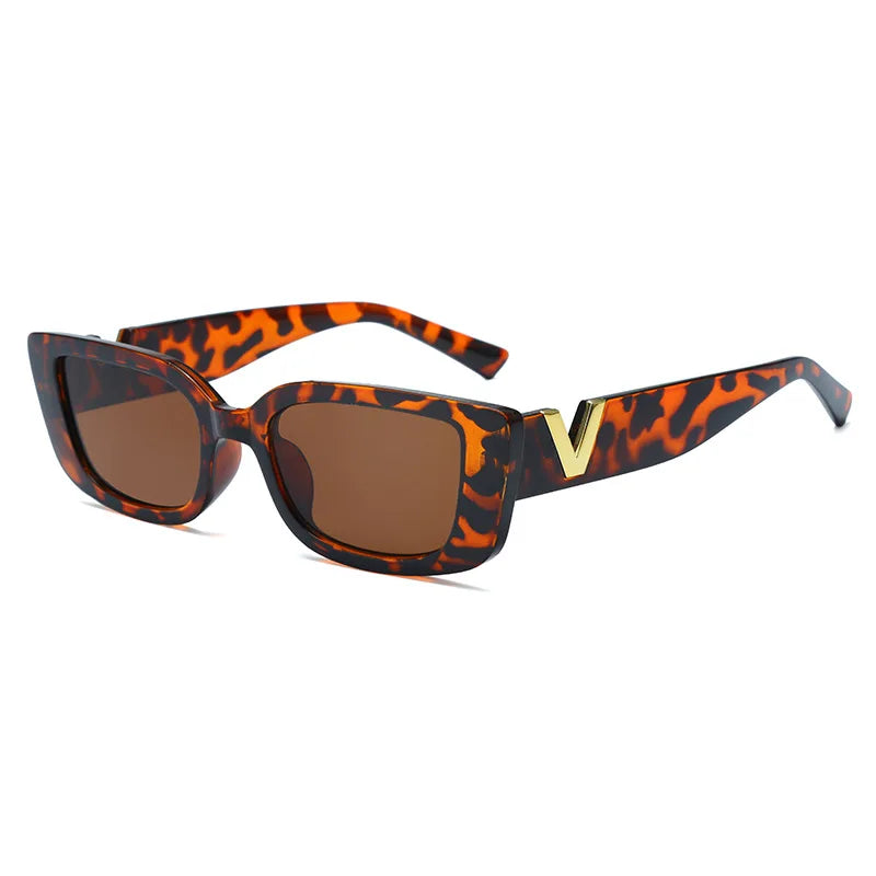 Gafas de sol rectangulares Retro para mujer, gafas de sol con montura pequeña Vintage de diseñador, gafas cuadradas negras clásicas para mujer