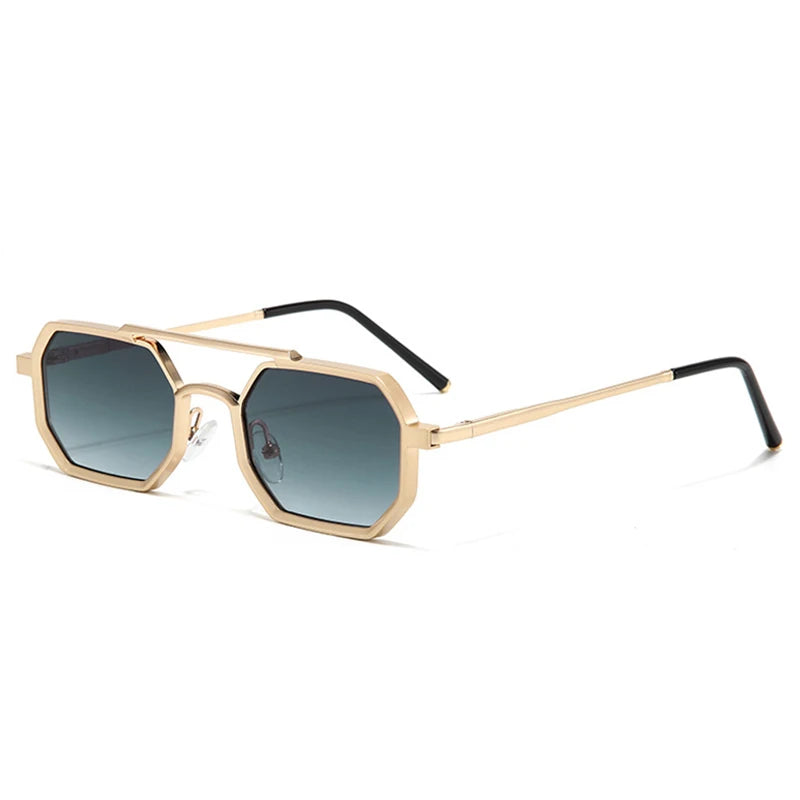 SHAUNA Retro doble puente hombres polígono pequeñas gafas de sol cuadradas moda claro océano gradiente lente gafas mujeres marco de Metal