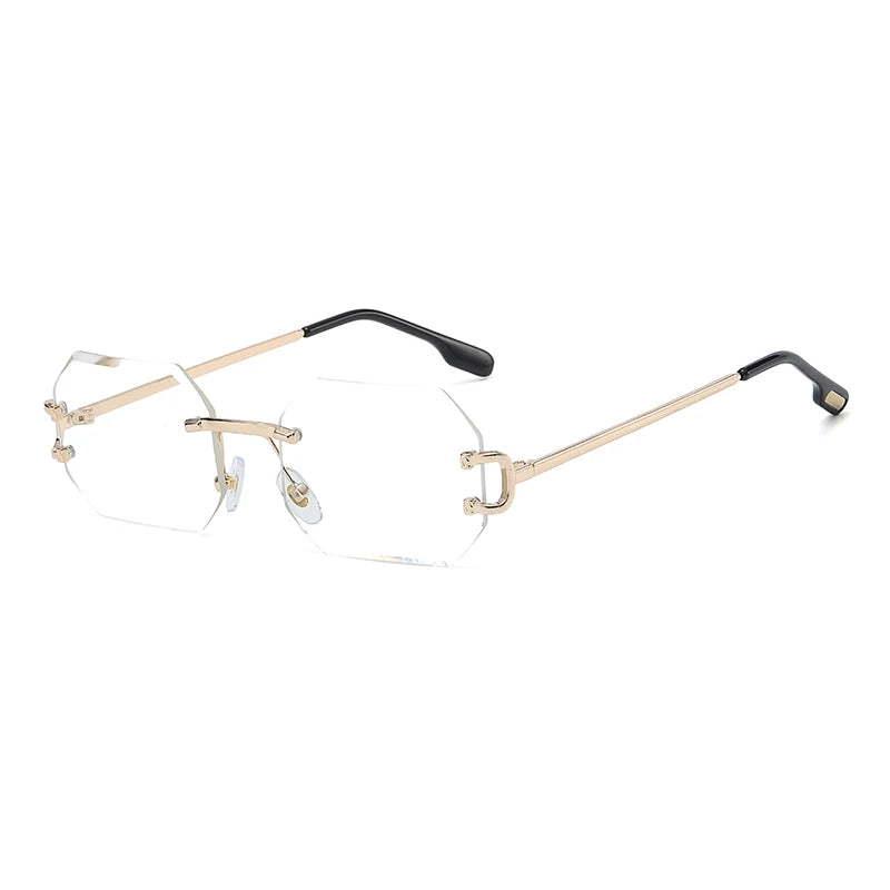Gafas de sol octagonales sin montura con borde de corte, gafas de sol de Metal a la moda, gafas de sol con foto modernas para hombres y mujeres transfronterizas