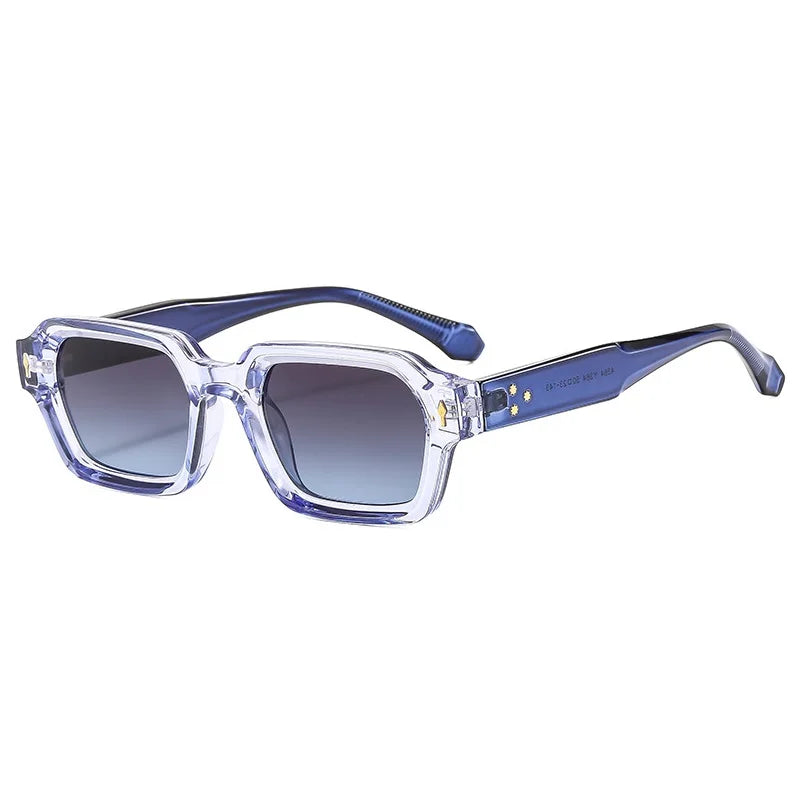 Gafas de sol cuadradas pequeñas Retro para hombre y mujer, anteojos de sol con remaches, a la moda, de lujo, UV400, marca Oculus, Gafas femeninas