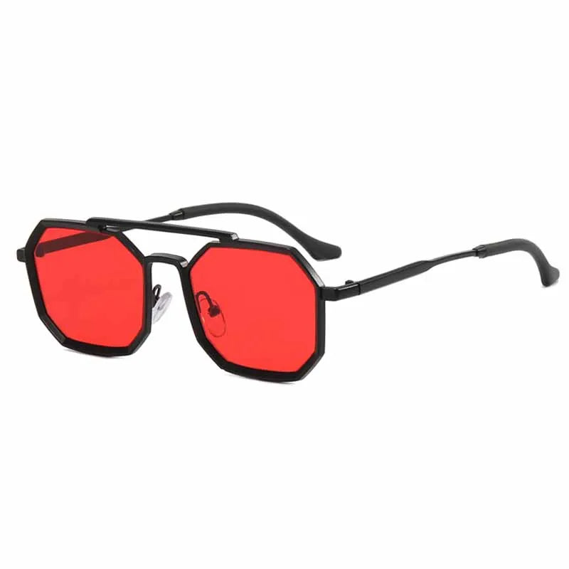 Gafas de sol con montura pequeña de Metal Vintage para hombre y mujer, anteojos de sol poligonales elegantes a la moda con doble puente, UV400