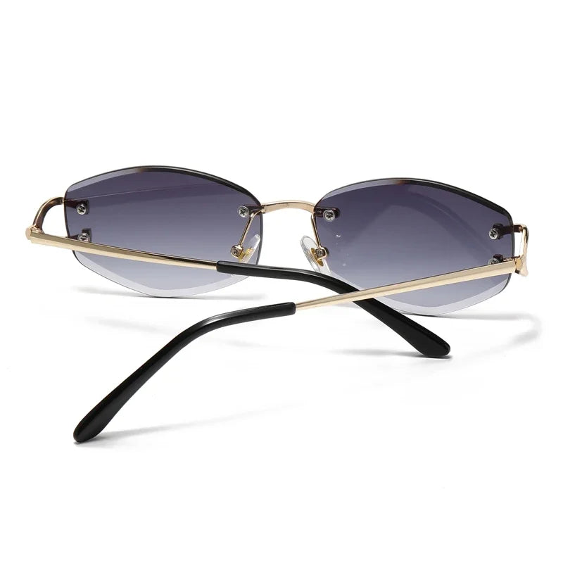 Gafas de sol sin marco a la moda para hombre, gafas de sol multicolores de alta gama de Metal para mujer, gafas de sol de calle de estilo Neutral Uv400