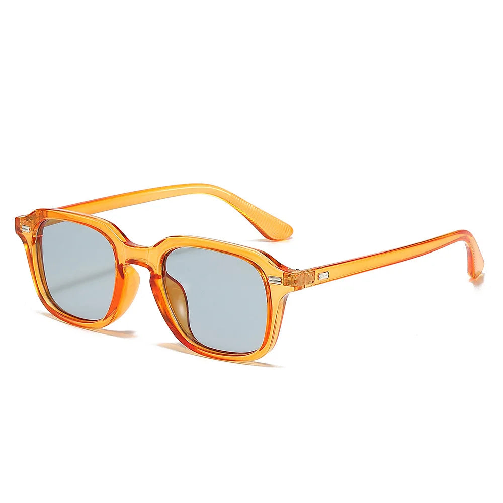 Gafas de sol cuadradas de Color caramelo para mujer, remaches Retro, gafas de sol naranjas Vintage a la moda para hombre, gafas de sol UV400