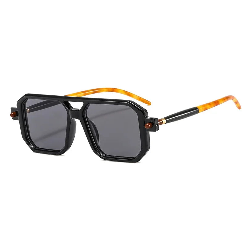 Gafas de sol cuadradas para hombre y mujer, lentes de sol cuadradas a la moda, de lujo, Retro, doble puente, transparentes, anti-blu-ray, marco de Tranding Shades, UV400