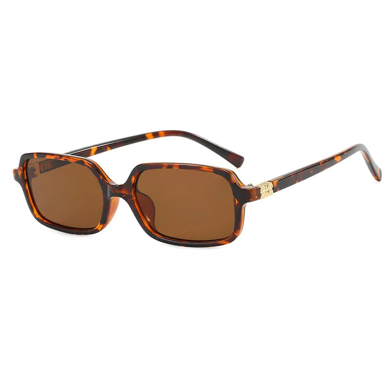 Gafas de sol rectangulares pequeñas y sexis para mujer, gafas de sol de leopardo de diseñador de marca Vintage, gafas de sol para hombre, gafas femeninas UV400