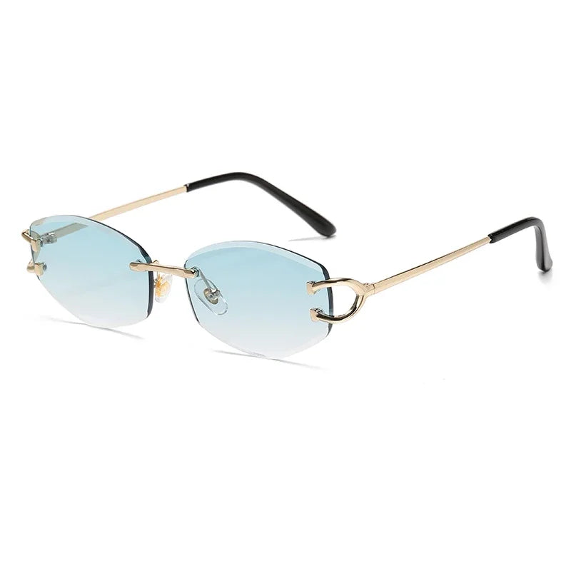 Gafas de sol sin marco a la moda para hombre, gafas de sol multicolores de alta gama de Metal para mujer, gafas de sol de calle de estilo Neutral Uv400