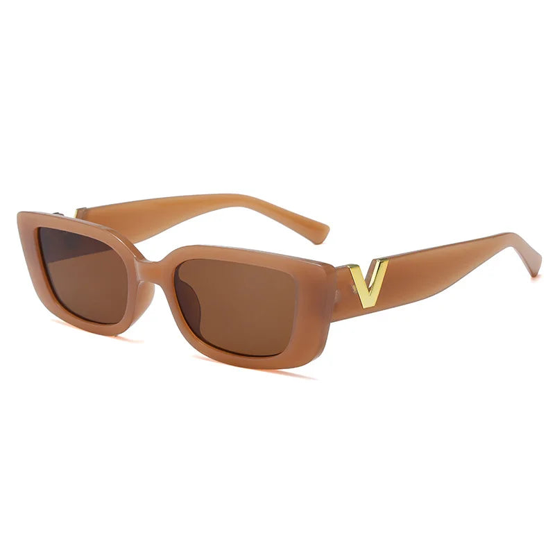 Gafas de sol rectangulares Retro para mujer, gafas de sol con montura pequeña Vintage de diseñador, gafas cuadradas negras clásicas para mujer