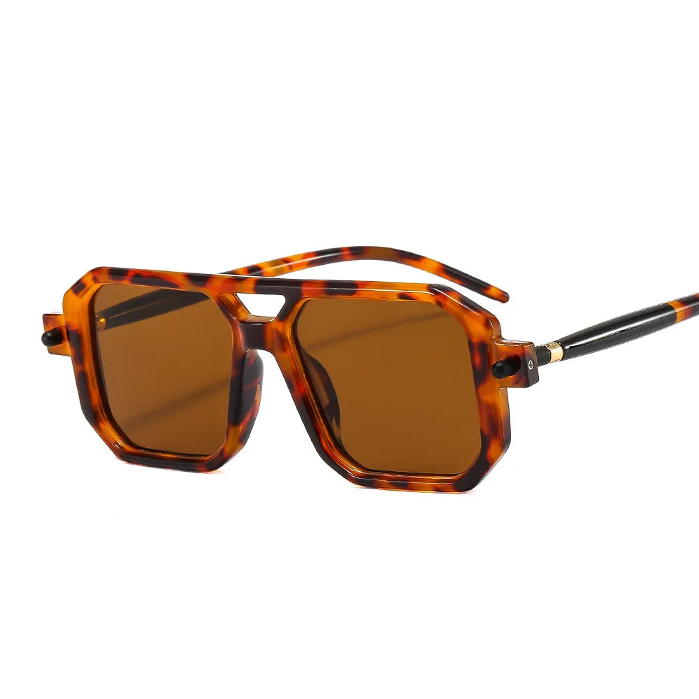 Gafas de sol cuadradas para hombre y mujer, lentes de sol cuadradas a la moda, de lujo, Retro, doble puente, transparentes, anti-blu-ray, marco de Tranding Shades, UV400