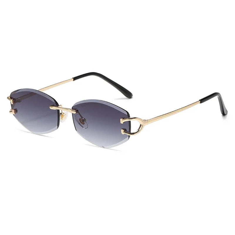 Gafas de sol sin marco a la moda para hombre, gafas de sol multicolores de alta gama de Metal para mujer, gafas de sol de calle de estilo Neutral Uv400