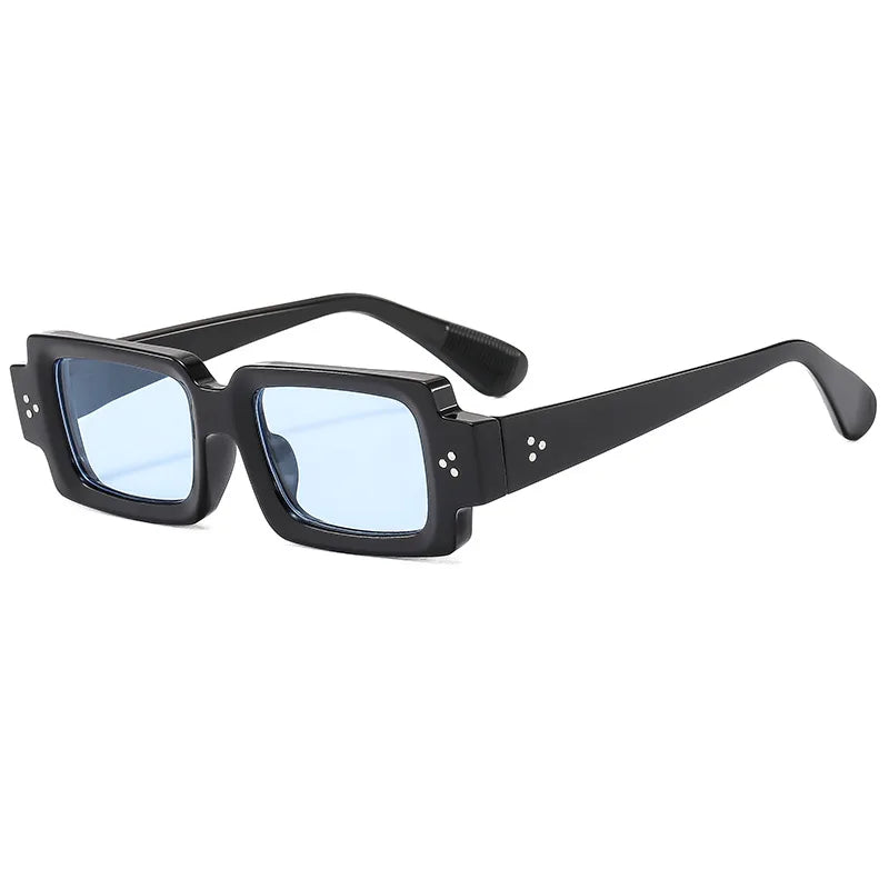Gafas de sol cuadradas retro para mujer y hombre, gafas de sol con gradiente transparente y remaches de moda UV400