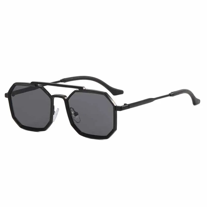 Gafas de sol con montura pequeña de Metal Vintage para hombre y mujer, anteojos de sol poligonales elegantes a la moda con doble puente, UV400