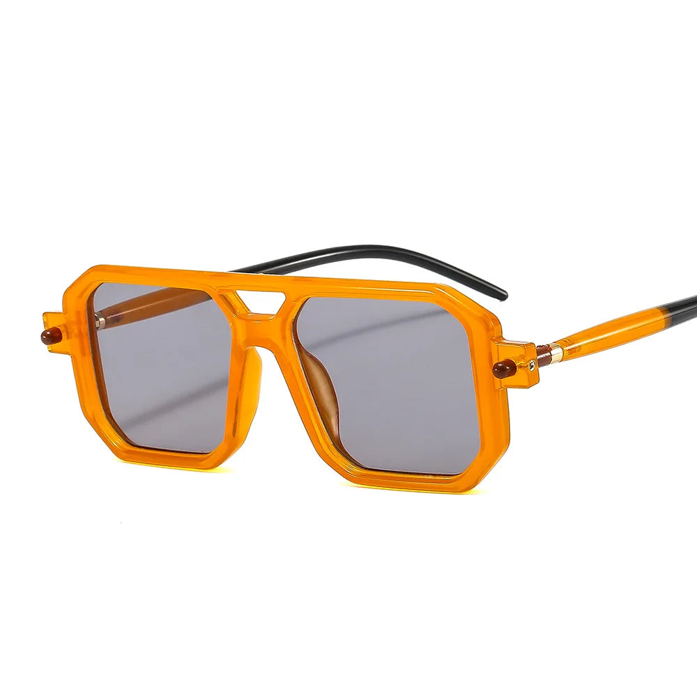 Gafas de sol cuadradas para hombre y mujer, lentes de sol cuadradas a la moda, de lujo, Retro, doble puente, transparentes, anti-blu-ray, marco de Tranding Shades, UV400