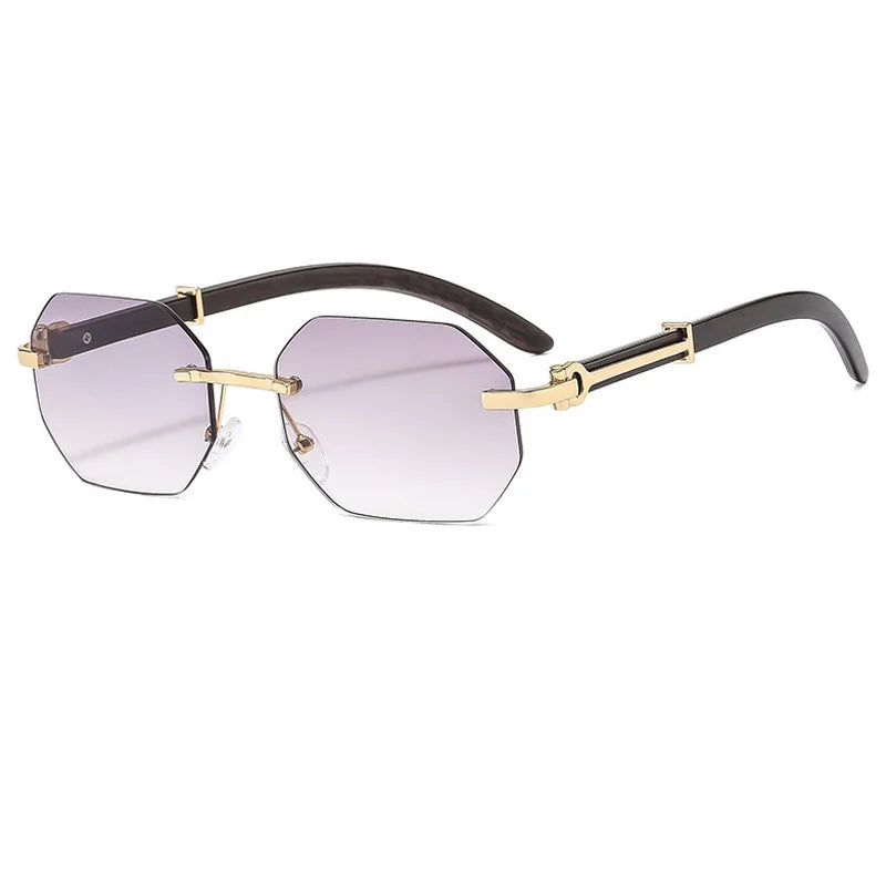Gafas de sol redondas de metal vintage Gafas con gradiente sin montura UV400 para mujeres Gafas de sol de moda para hombres