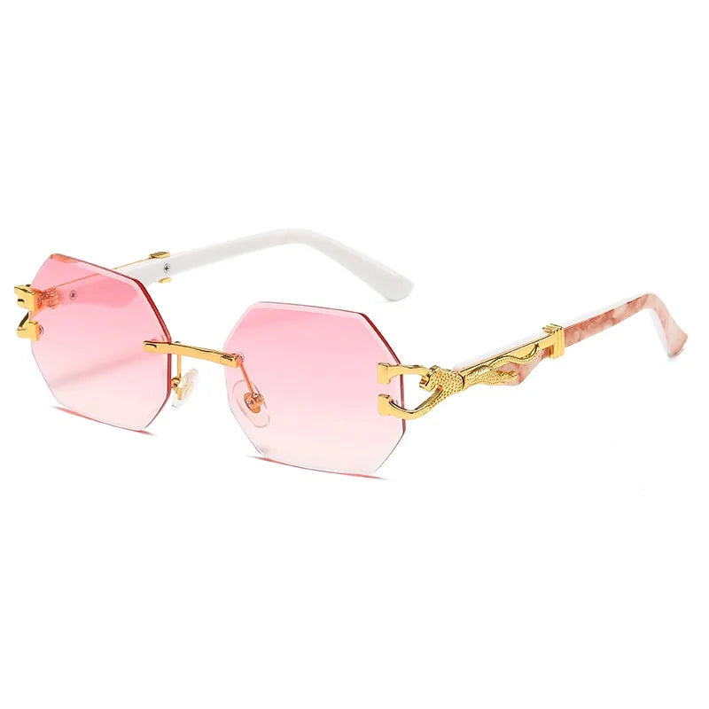 Gafas de sol hexagonales sin montura cuadradas para mujer, Gafas de sol Retro para hombre, Gafas de diseñador de marca, Gafas UV400, Gafas femeninas