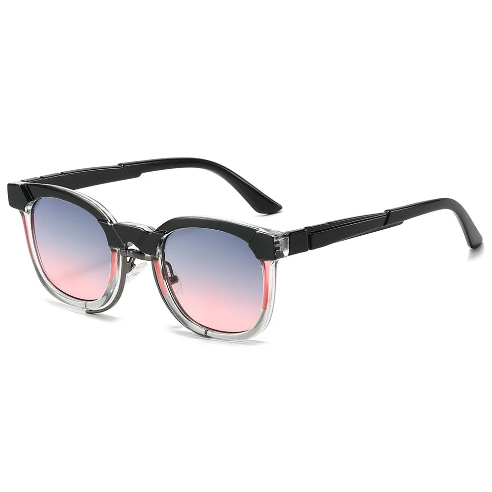 Gafas de sol cuadradas de moda para mujer y hombre, gafas de sol redondas con gradiente, remaches Retro, gafas de sol verdes de lujo UV400