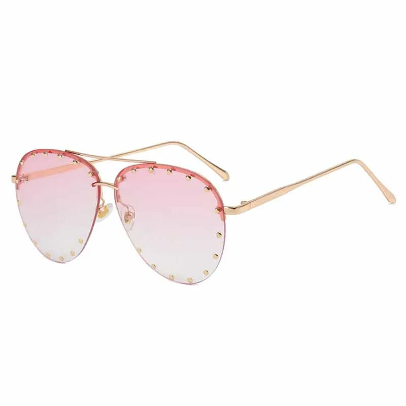 Nuevas gafas De Sol De lujo para mujer con remaches De Metal, gafas De Sol sin montura para piloto, gafas con personalidad para mujer, gafas geniales, gafas De Sol para mujer UV400