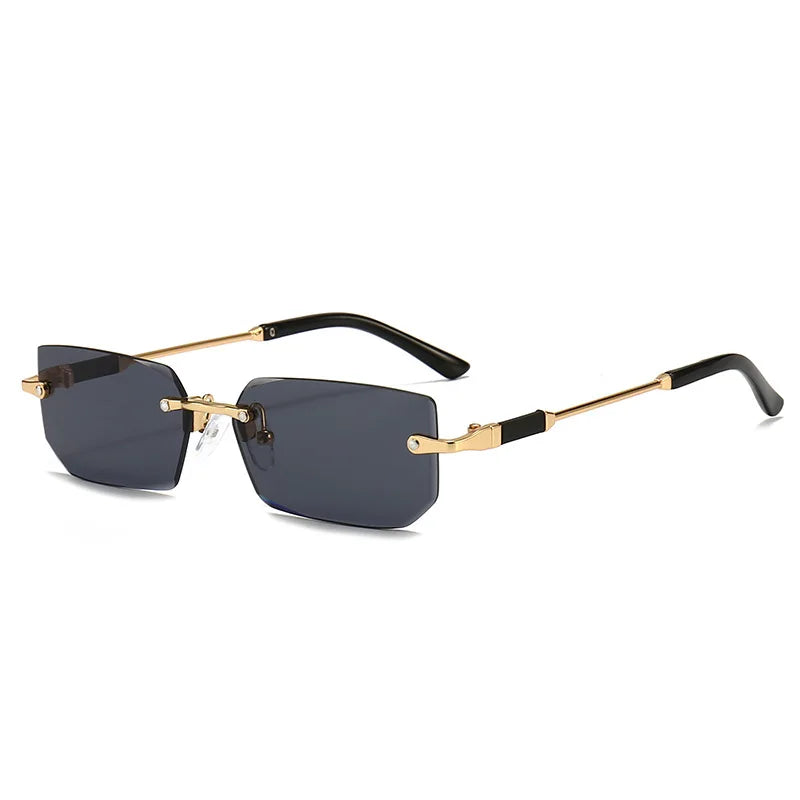 Gafas de sol sin montura rectangulares a la moda populares para mujeres y hombres, gafas de sol cuadradas pequeñas para mujer y hombre, gafas de viaje de verano