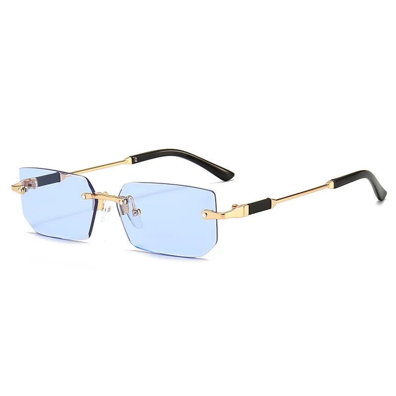 Gafas de sol sin montura rectangulares a la moda populares para mujeres y hombres, gafas de sol cuadradas pequeñas para mujer y hombre, gafas de viaje de verano
