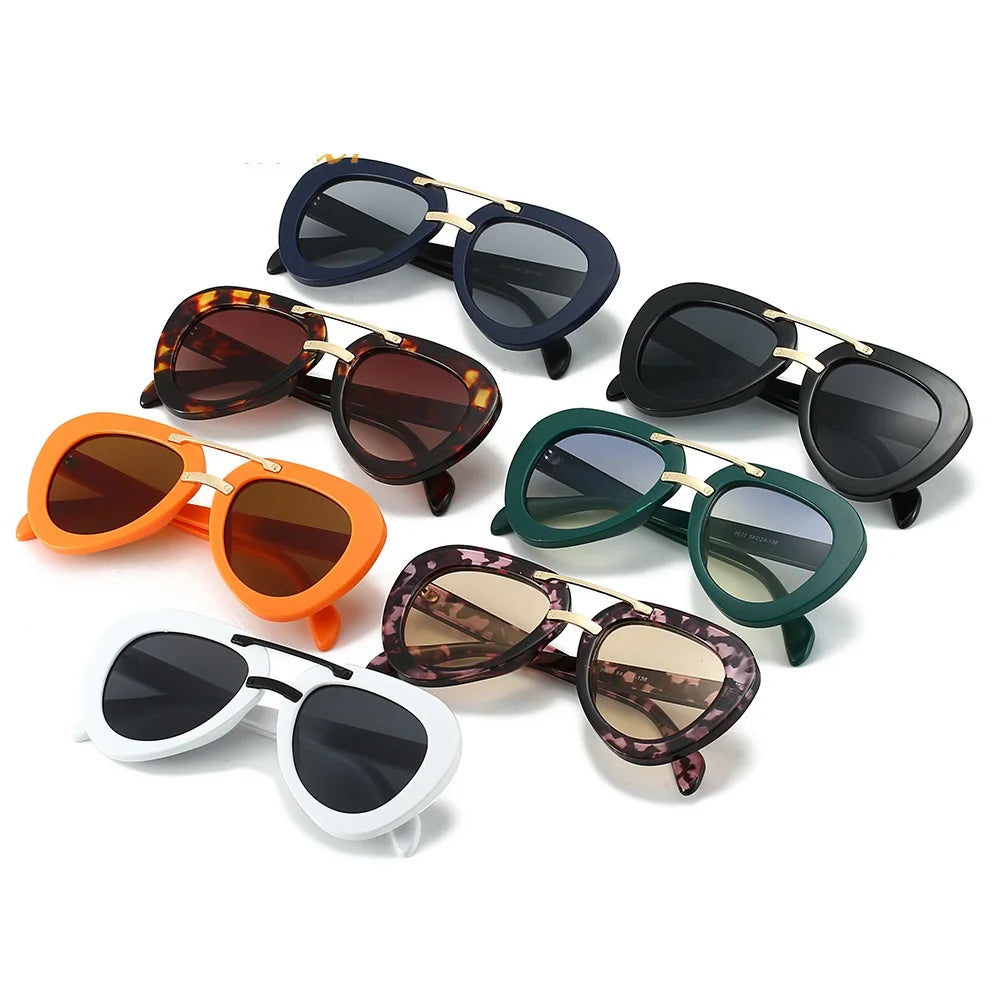 Nueva tendencia gafas de sol mujeres hombres diseño de piloto Retro Casual negro Unisex moda viaje Vintage gafas de sol para mujer UV400