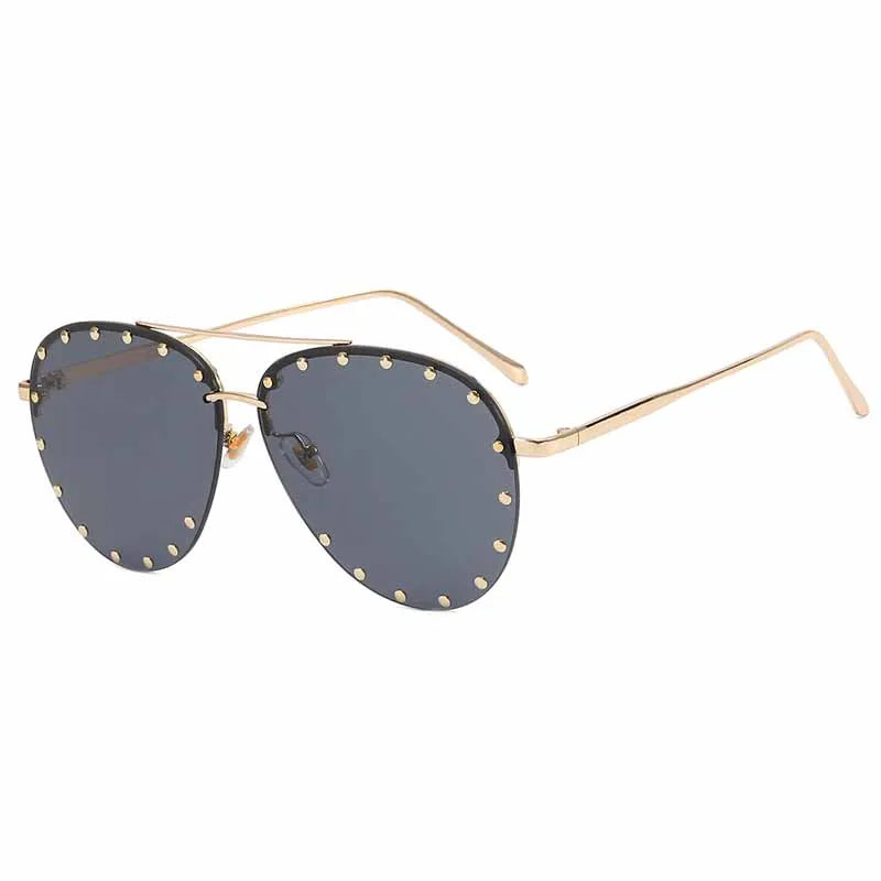 Nuevas gafas De Sol De lujo para mujer con remaches De Metal, gafas De Sol sin montura para piloto, gafas con personalidad para mujer, gafas geniales, gafas De Sol para mujer UV400
