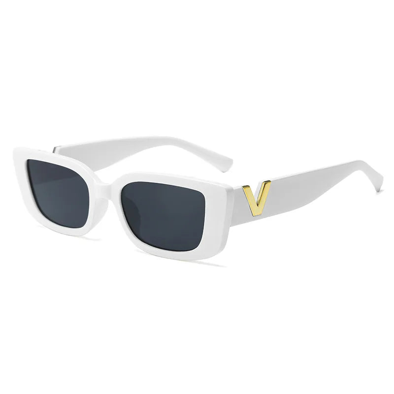 Gafas de sol rectangulares Retro para mujer, gafas de sol con montura pequeña Vintage de diseñador, gafas cuadradas negras clásicas para mujer