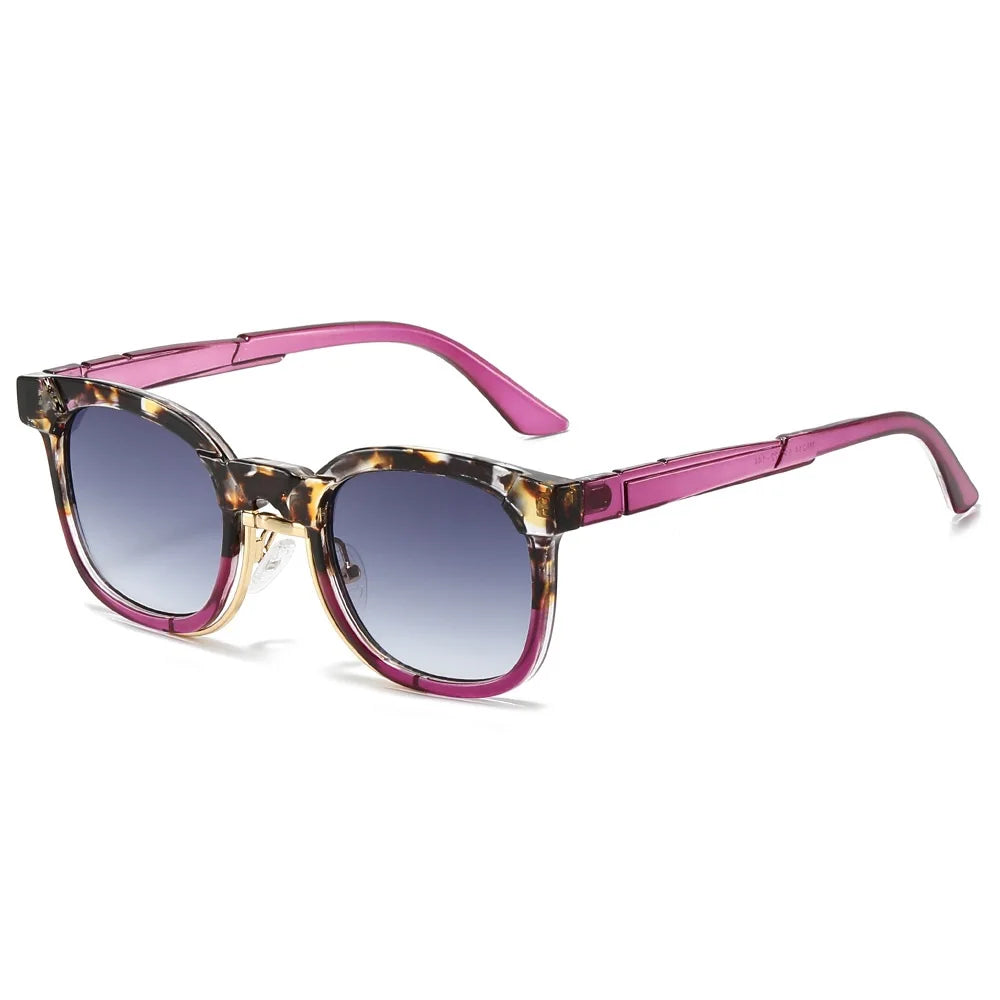 Gafas de sol cuadradas de moda para mujer y hombre, gafas de sol redondas con gradiente, remaches Retro, gafas de sol verdes de lujo UV400